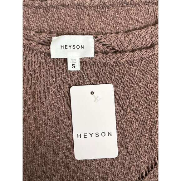 Heyson Textured Knit Chevron Pattern Sweater Mocha Brown NWT Size Small - Picture 6 of 9